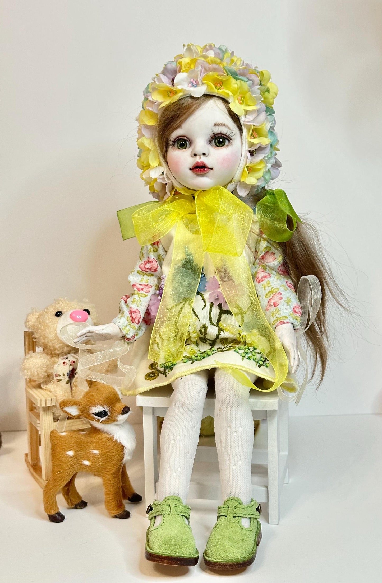 Flora — The Blooming Garden Doll 🌼 | 32cm OOAK BJD Doll | Handmade Ball Jointed Collectible Doll | Art Doll Cold Porcelain Flumo by Olga Uvarova Latvia - Unique Piece