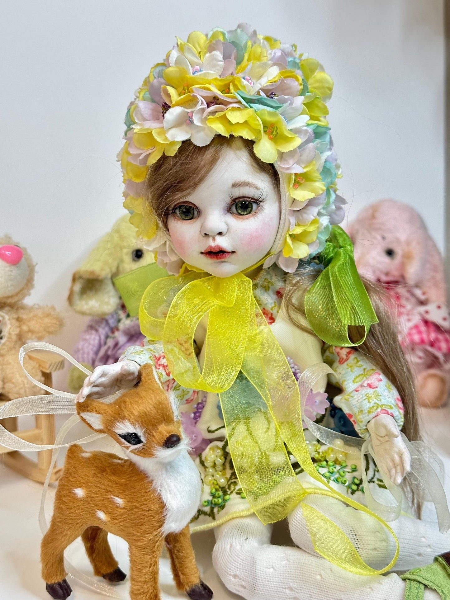 Flora — The Blooming Garden Doll 🌼 | 32cm OOAK BJD Doll | Handmade Ball Jointed Collectible Doll | Art Doll Cold Porcelain Flumo by Olga Uvarova Latvia - Unique Piece