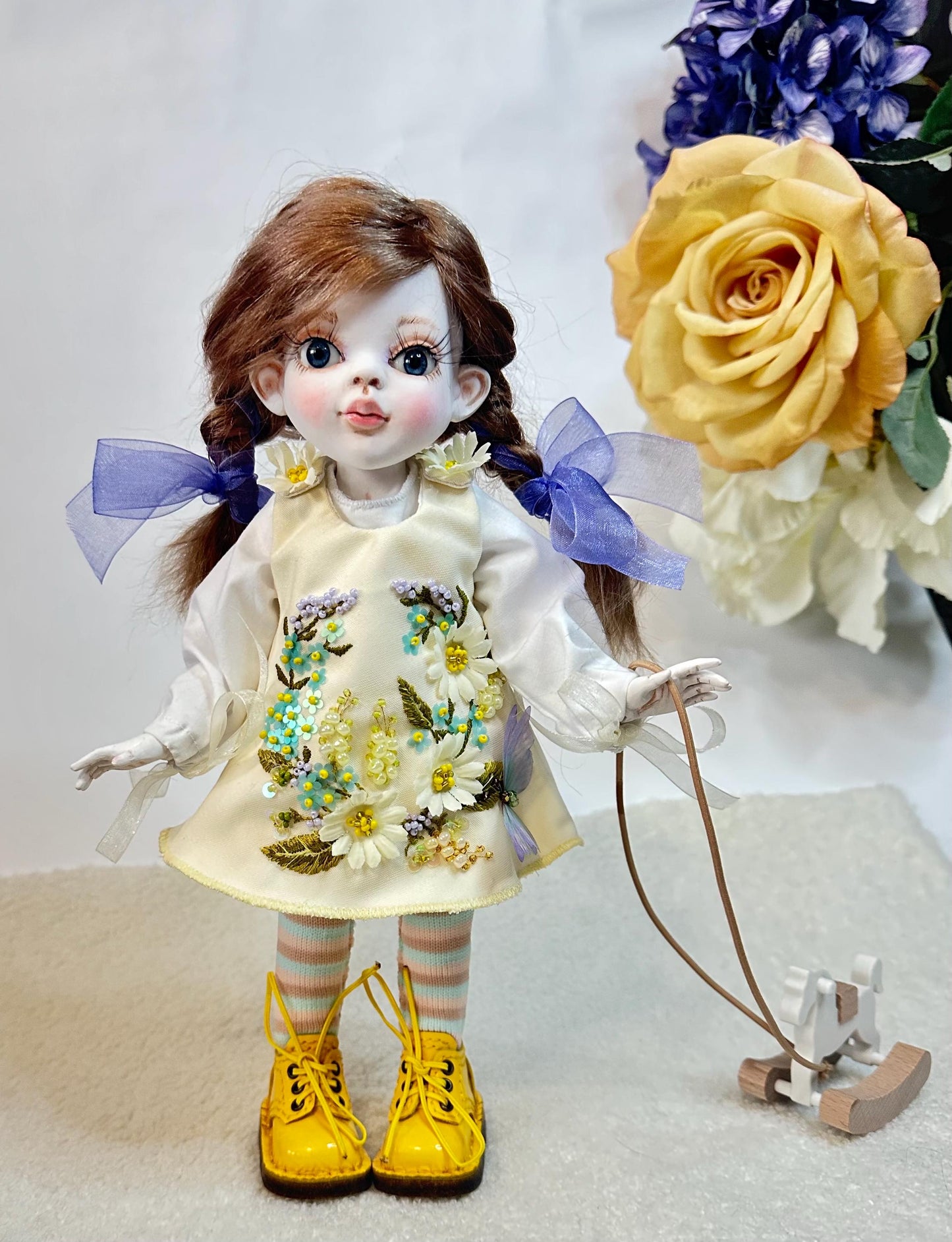 Ethereal Fairy - OOAK Ball Jointed Doll | Handmade Cold Porcelain BJD Art Doll | Poseable Collectible Doll for Adults |