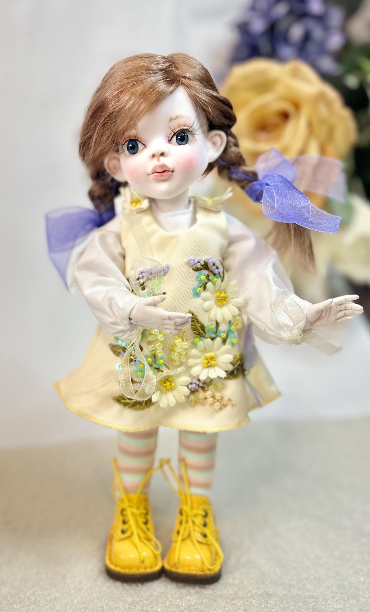Ethereal Fairy - OOAK Ball Jointed Doll | Handmade Cold Porcelain BJD Art Doll | Poseable Collectible Doll for Adults |