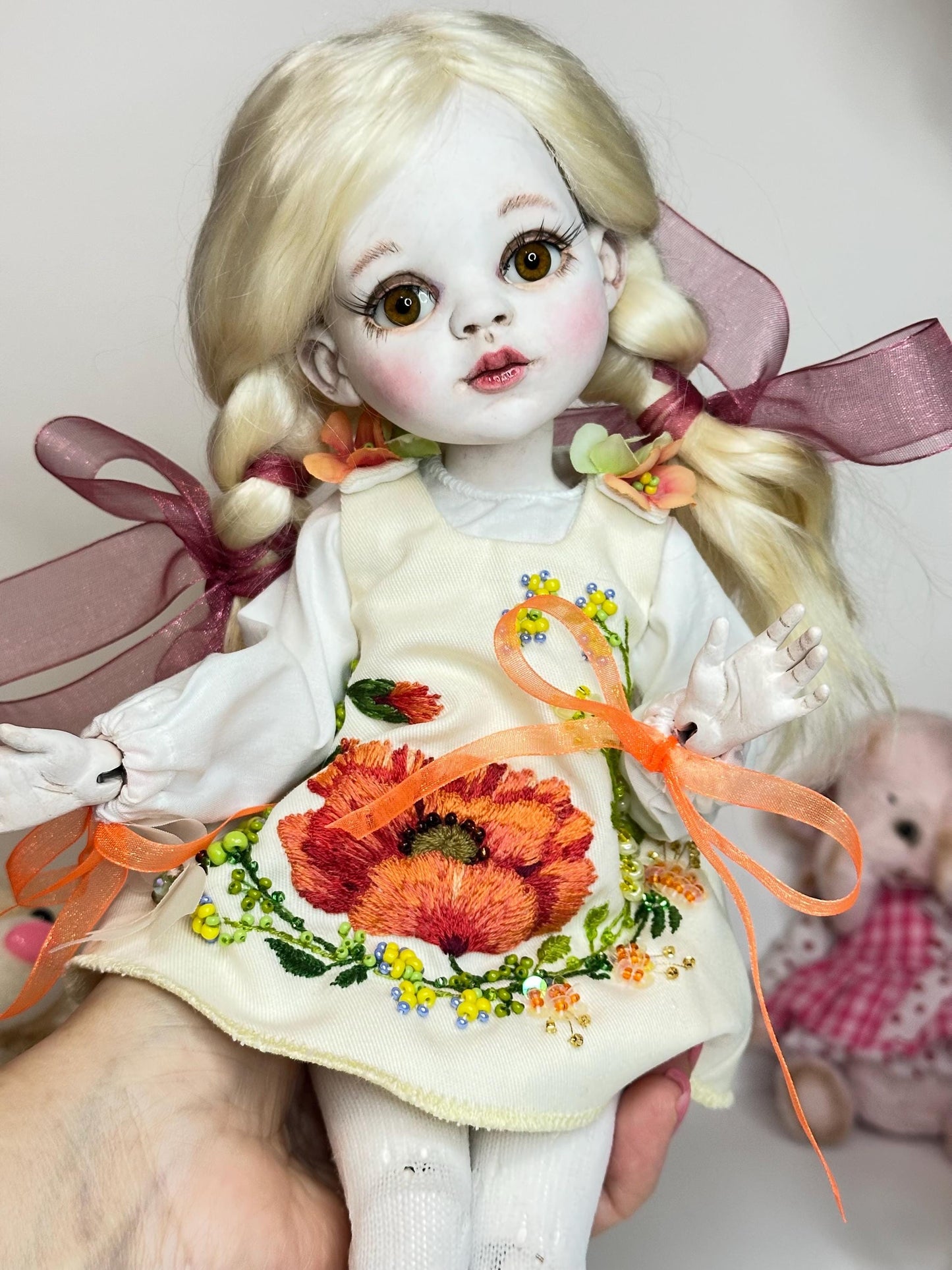 Poppy — The Little Meadow Doll 🌺 | OOAK BJD Doll | Handmade Ball Jointed Collectible