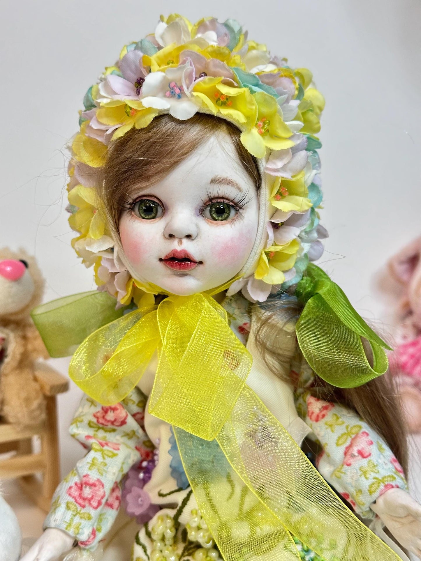 Flora — The Blooming Garden Doll 🌼 | 32cm OOAK BJD Doll | Handmade Ball Jointed Collectible Doll | Art Doll Cold Porcelain Flumo by Olga Uvarova Latvia - Unique Piece