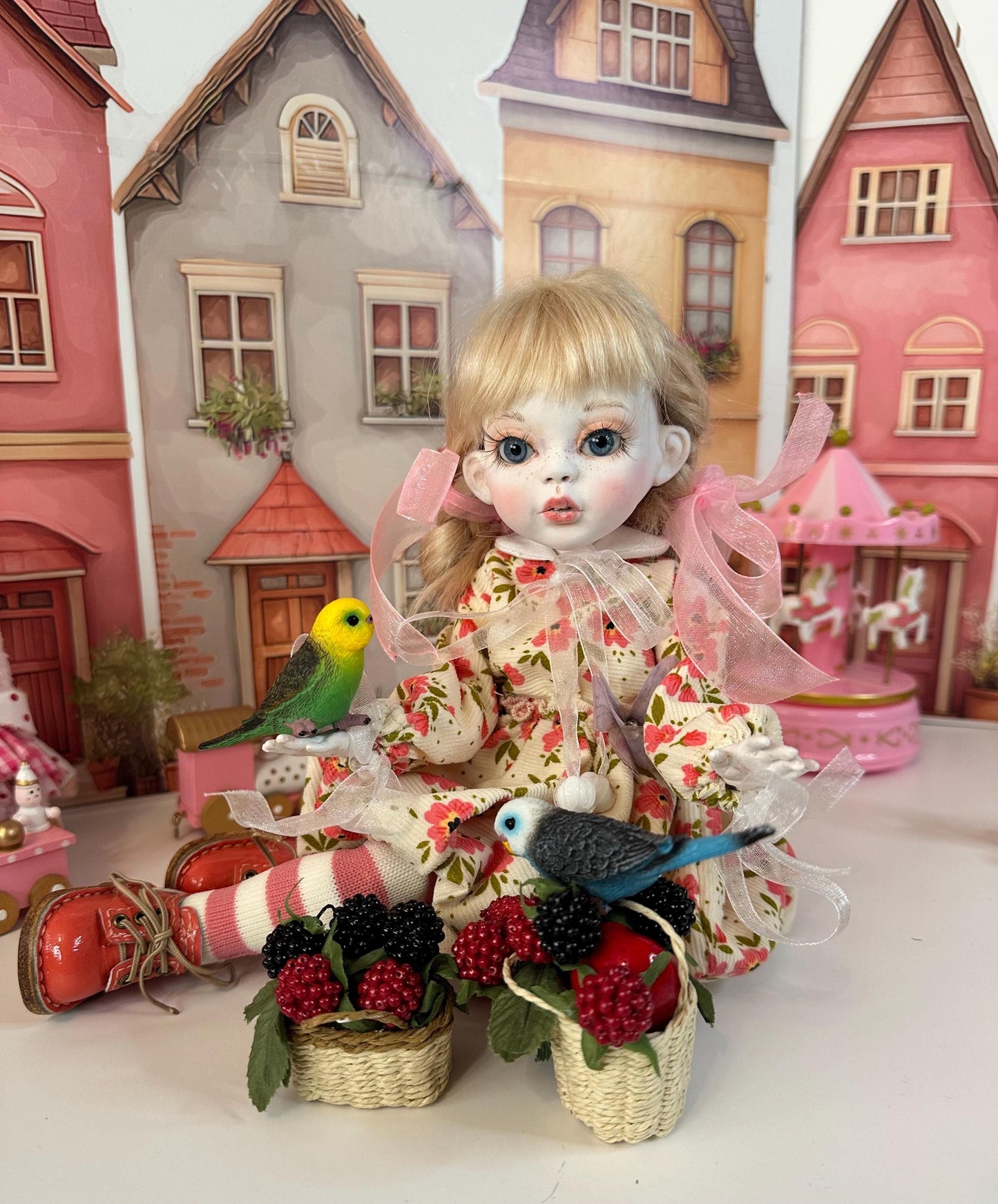 Rosie — The Little Berry Garden Doll 🍓 | OOAK BJD Doll | Handmade Ball Jointed Collectible - One of a Kind by Olga Uvarova