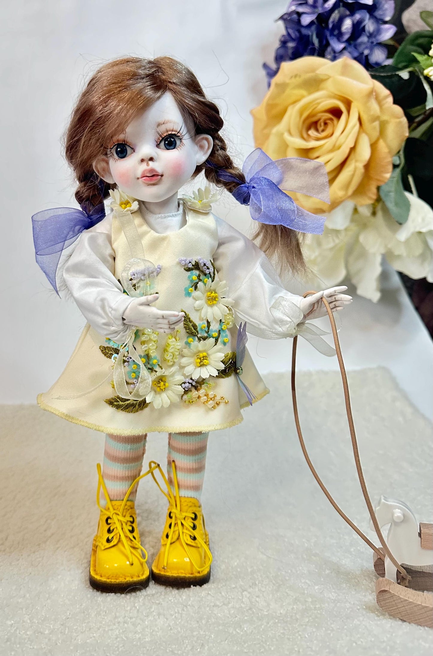Ethereal Fairy - OOAK Ball Jointed Doll | Handmade Cold Porcelain BJD Art Doll | Poseable Collectible Doll for Adults |