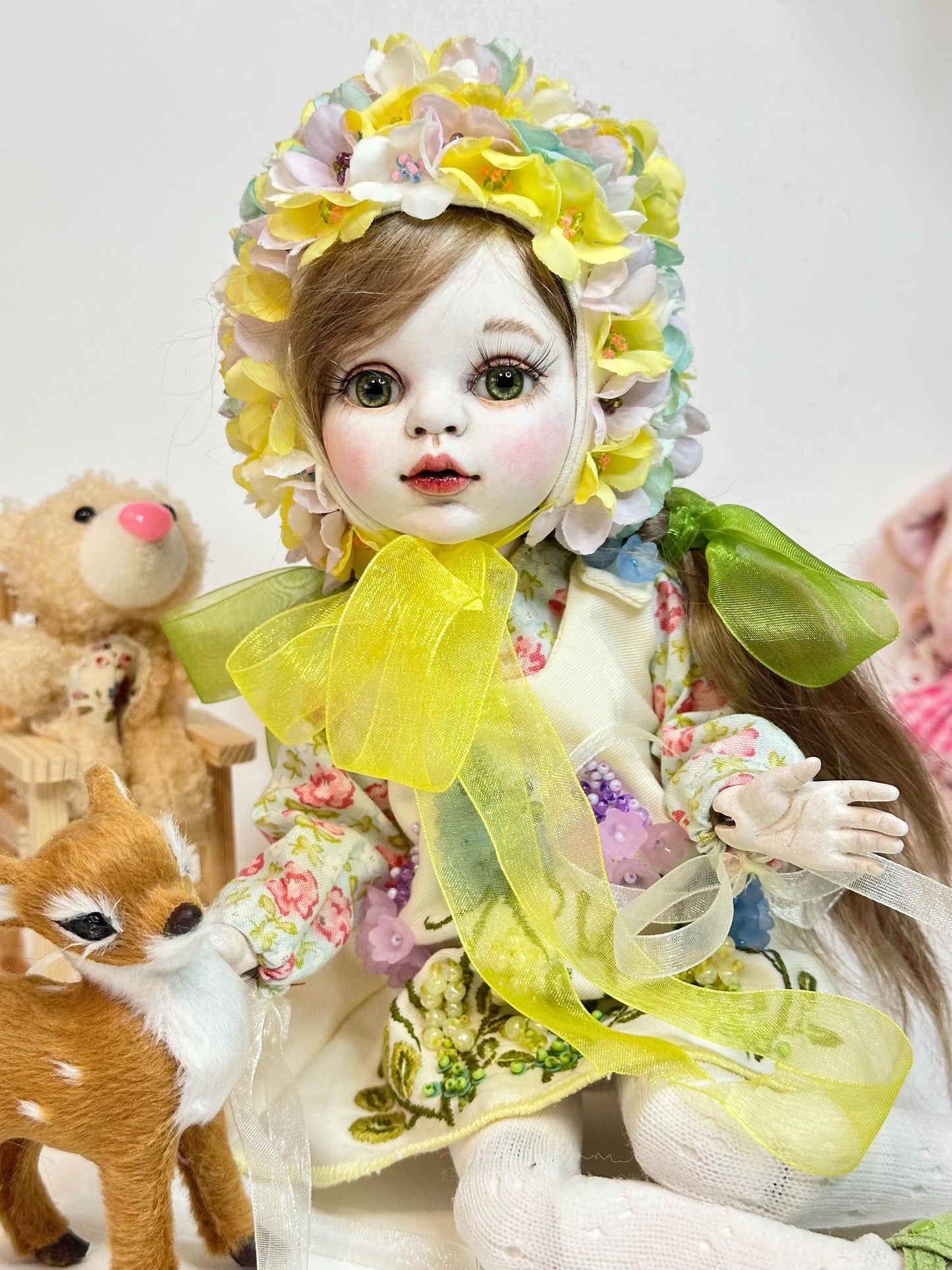 Flora — The Blooming Garden Doll 🌼 | 32cm OOAK BJD Doll | Handmade Ball Jointed Collectible Doll | Art Doll Cold Porcelain Flumo by Olga Uvarova Latvia - Unique Piece