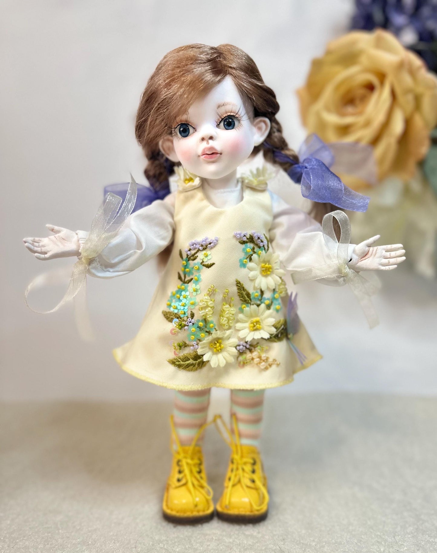 Ethereal Fairy - OOAK Ball Jointed Doll | Handmade Cold Porcelain BJD Art Doll | Poseable Collectible Doll for Adults |