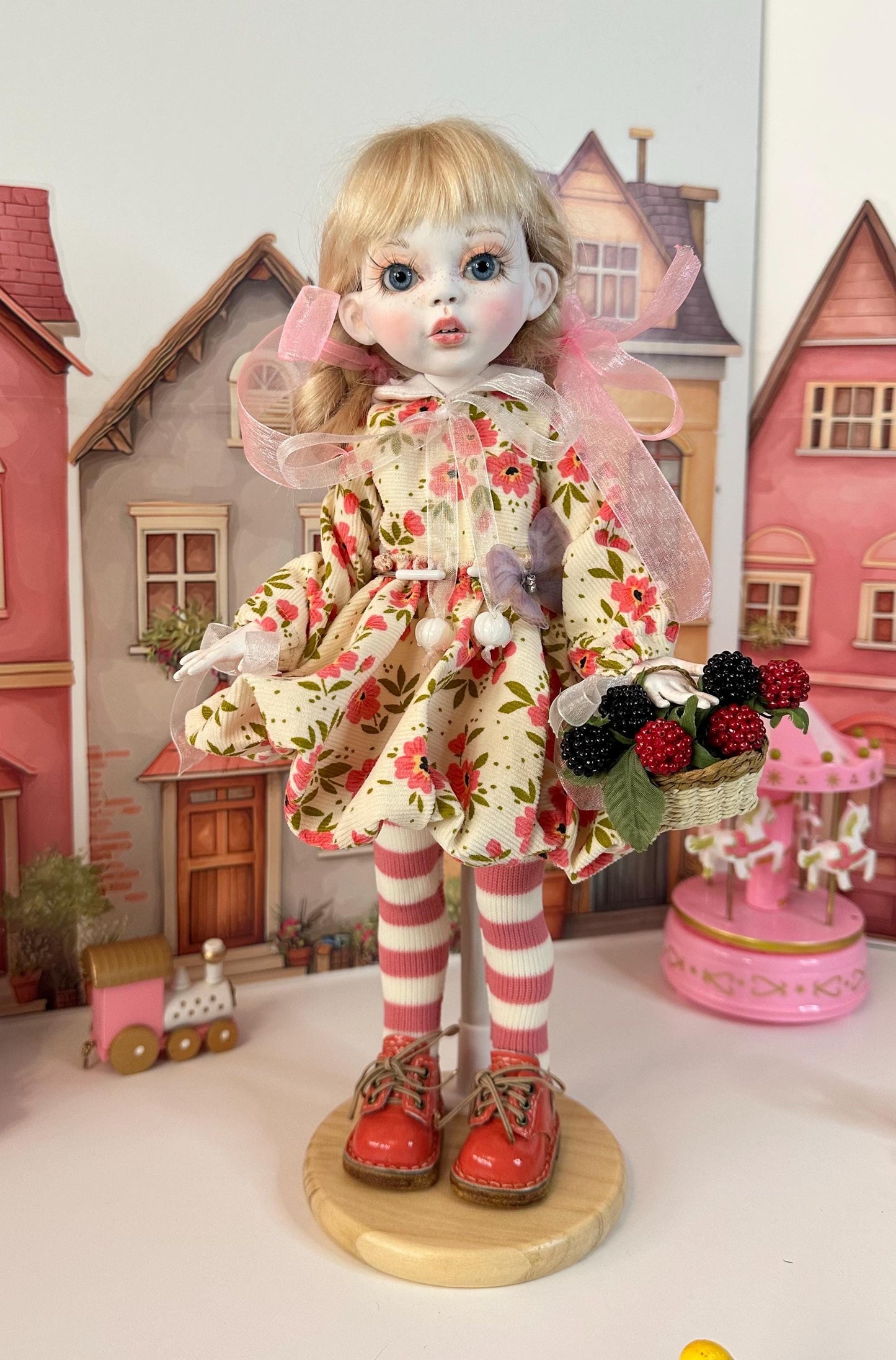 Rosie — The Little Berry Garden Doll 🍓 | OOAK BJD Doll | Handmade Ball Jointed Collectible - One of a Kind by Olga Uvarova