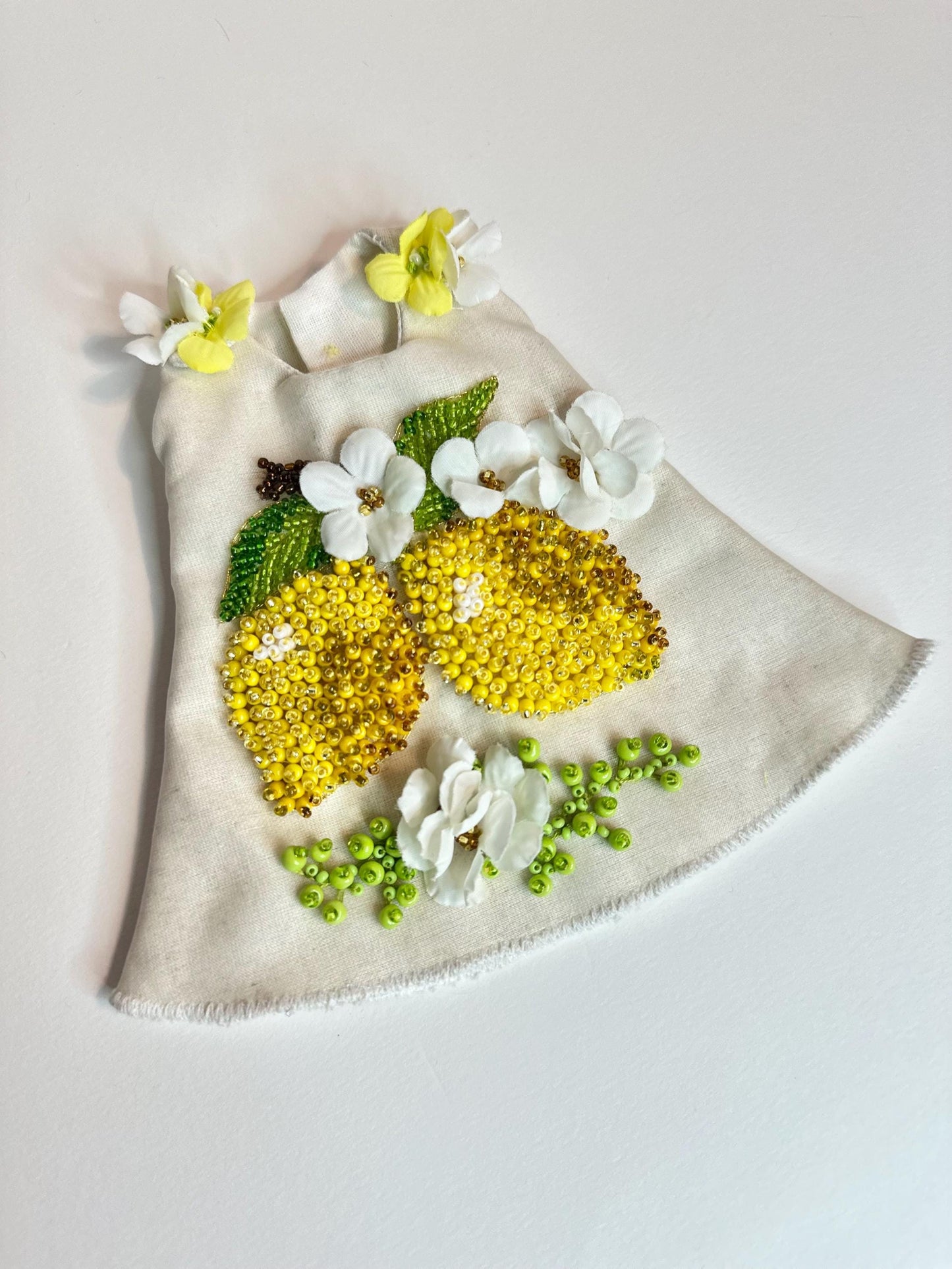 Lemon Garden Doll Dress 🍋 | Handmade Linen Dress for 30–32cm BJD Dolls | Dolls Outfit OOAK Linen Doll Dress