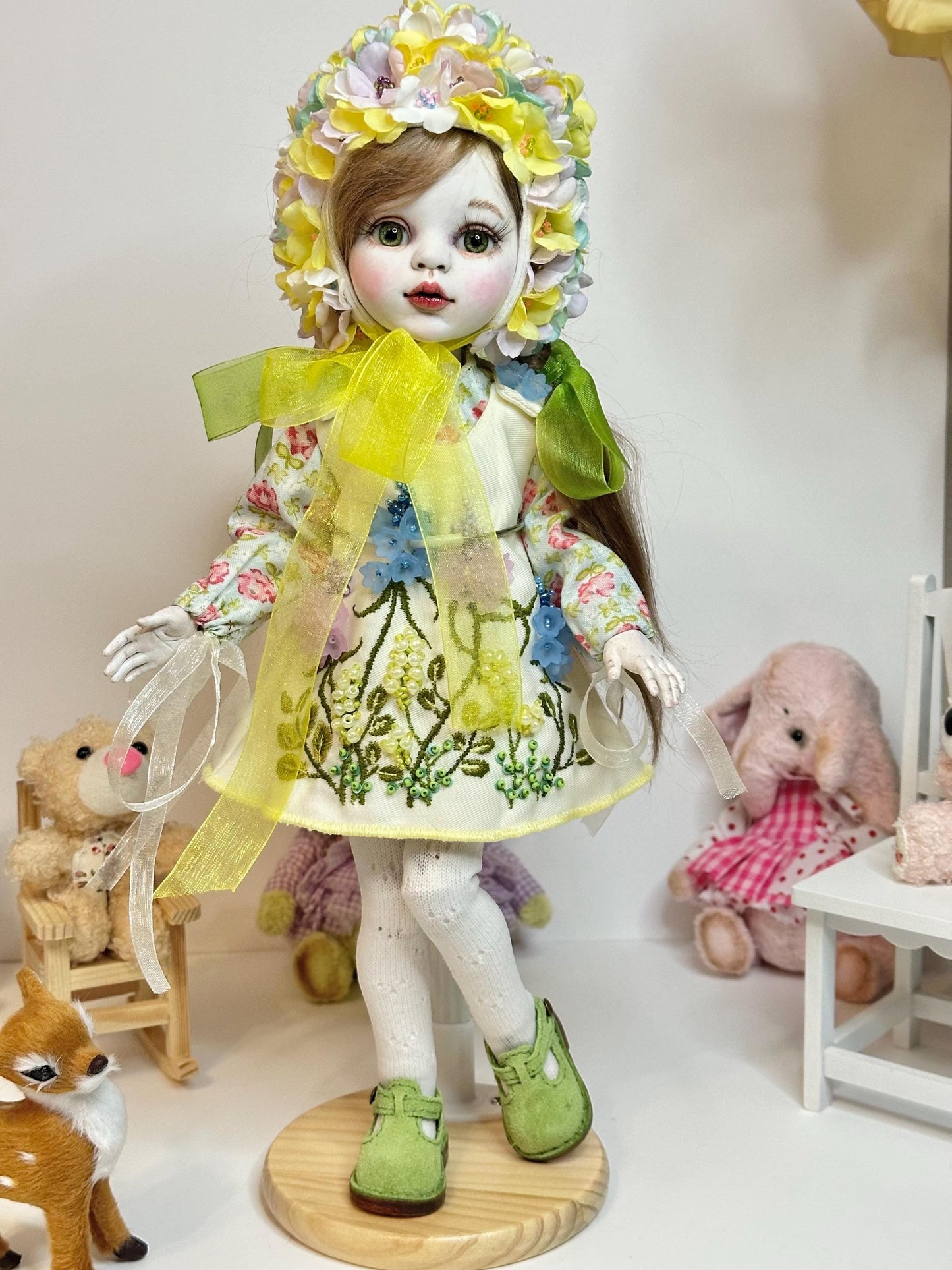 Flora — The Blooming Garden Doll 🌼 | 32cm OOAK BJD Doll | Handmade Ball Jointed Collectible Doll | Art Doll Cold Porcelain Flumo by Olga Uvarova Latvia - Unique Piece