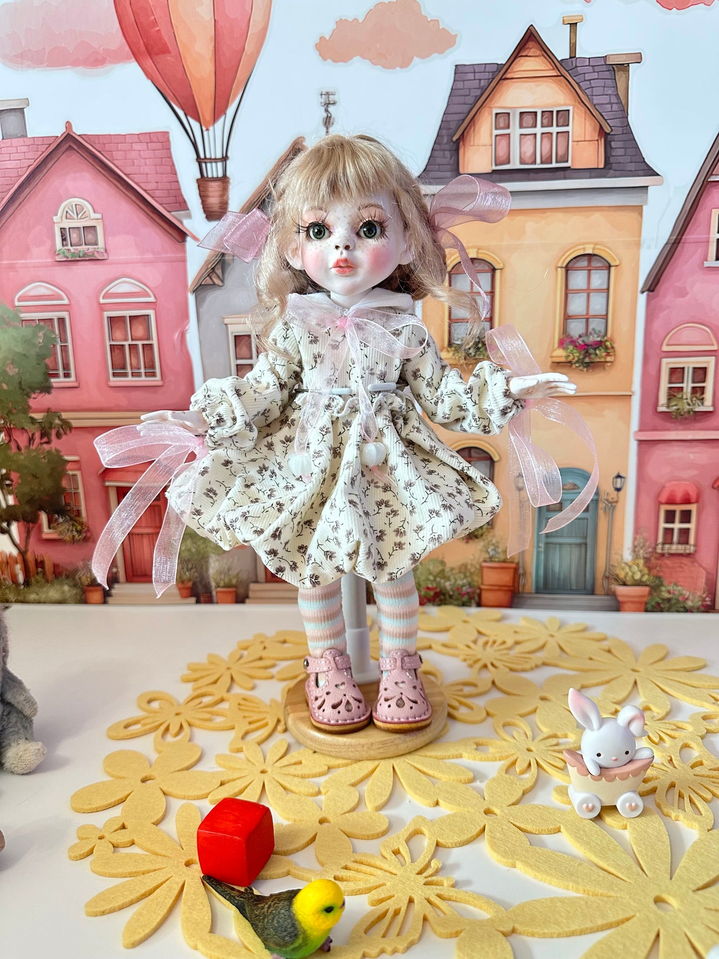 Lilia — The Pink Ribbon Doll 🎀 OOAK BJD Art Doll | Handmade Ball-Jointed Collectible Doll by Olga Uvarova