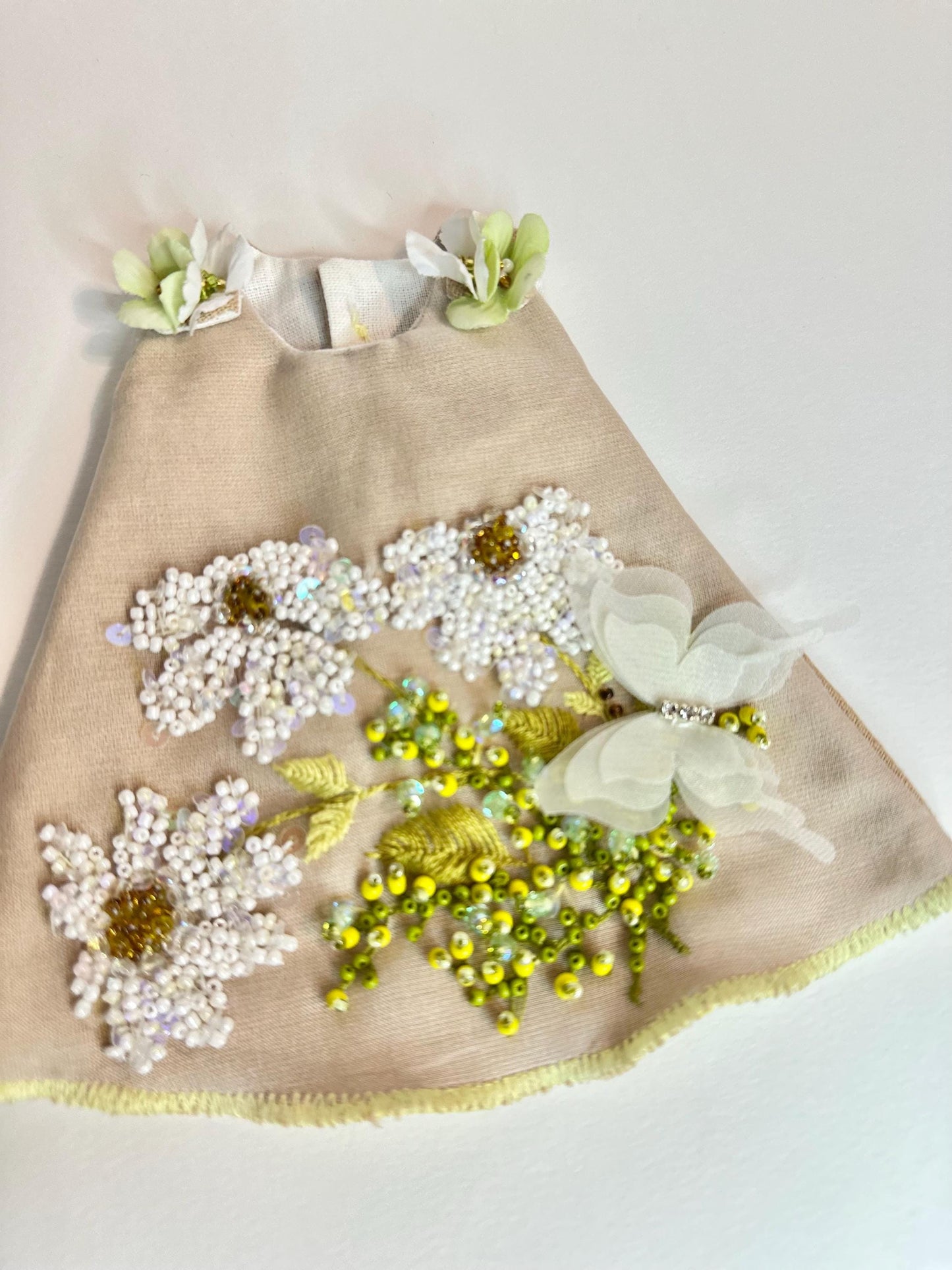 Daisy Meadow Doll Dress 🦋 | Handmade Linen Dress for 30–32cm BJD Dolls | Collectible Doll Outfit OOAK