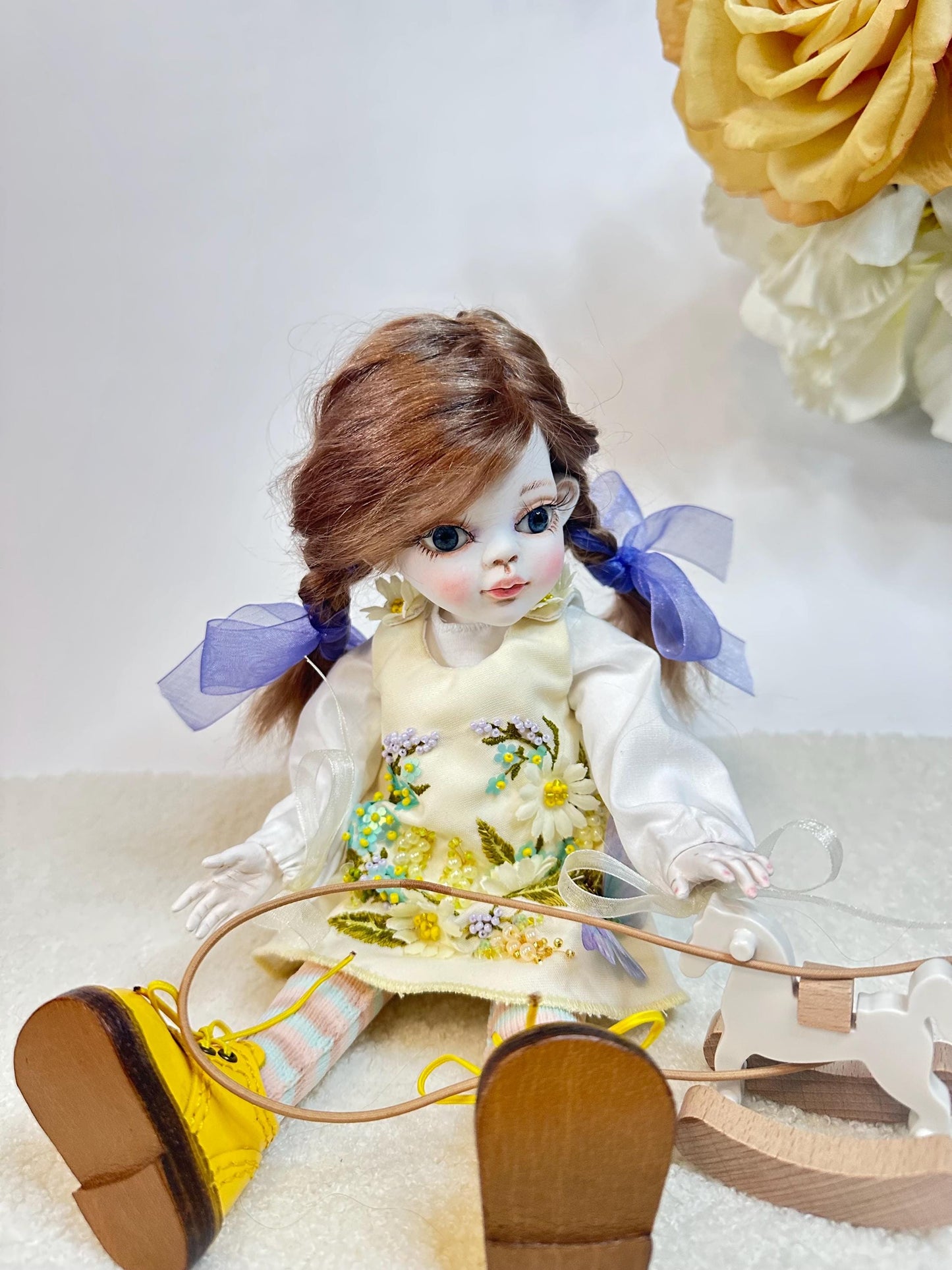 Ethereal Fairy - OOAK Ball Jointed Doll | Handmade Cold Porcelain BJD Art Doll | Poseable Collectible Doll for Adults |