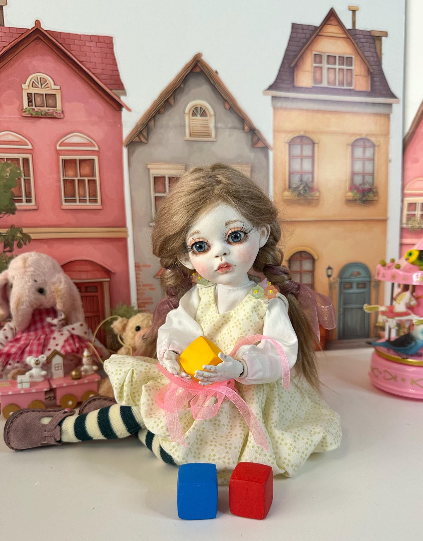 Elodie — The Little Pastel Town Doll 🎀 | OOAK BJD Doll | Handmade Ball Jointed Collectible