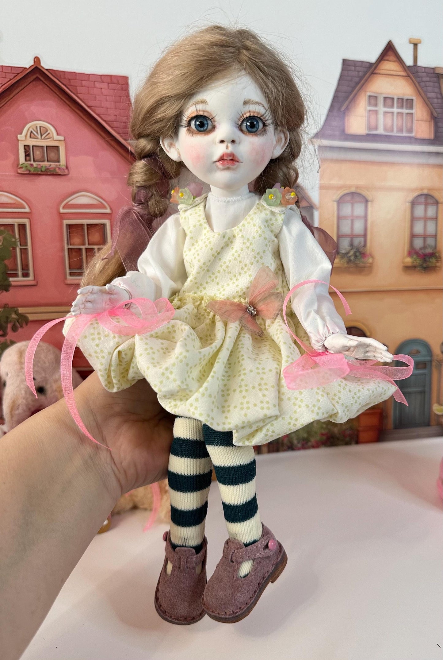 Elodie — The Little Pastel Town Doll 🎀 | OOAK BJD Doll | Handmade Ball Jointed Collectible