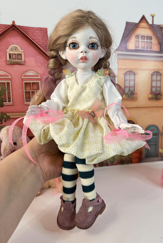 Elodie — The Little Pastel Town Doll 🎀 | OOAK BJD Doll | Handmade Ball Jointed Collectible