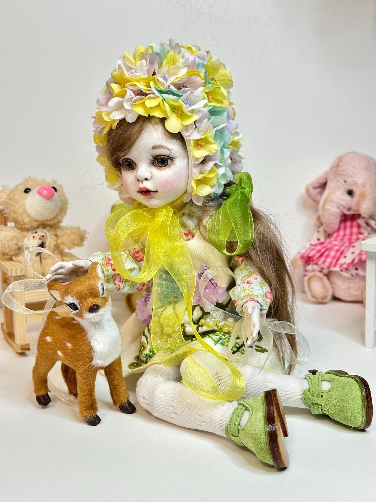 Flora — The Blooming Garden Doll 🌼 | 32cm OOAK BJD Doll | Handmade Ball Jointed Collectible Doll | Art Doll Cold Porcelain Flumo by Olga Uvarova Latvia - Unique Piece