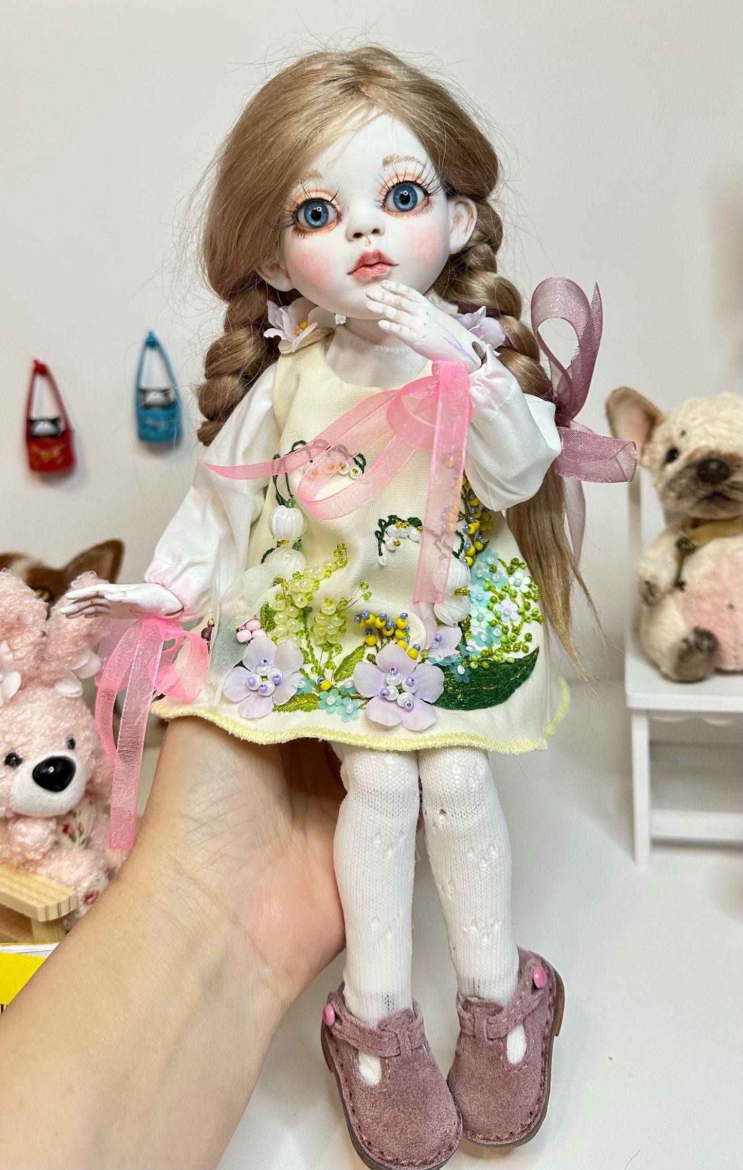 Elodie — The Little Pastel Town Doll 🎀 | OOAK BJD Doll | Handmade Ball Jointed Collectible