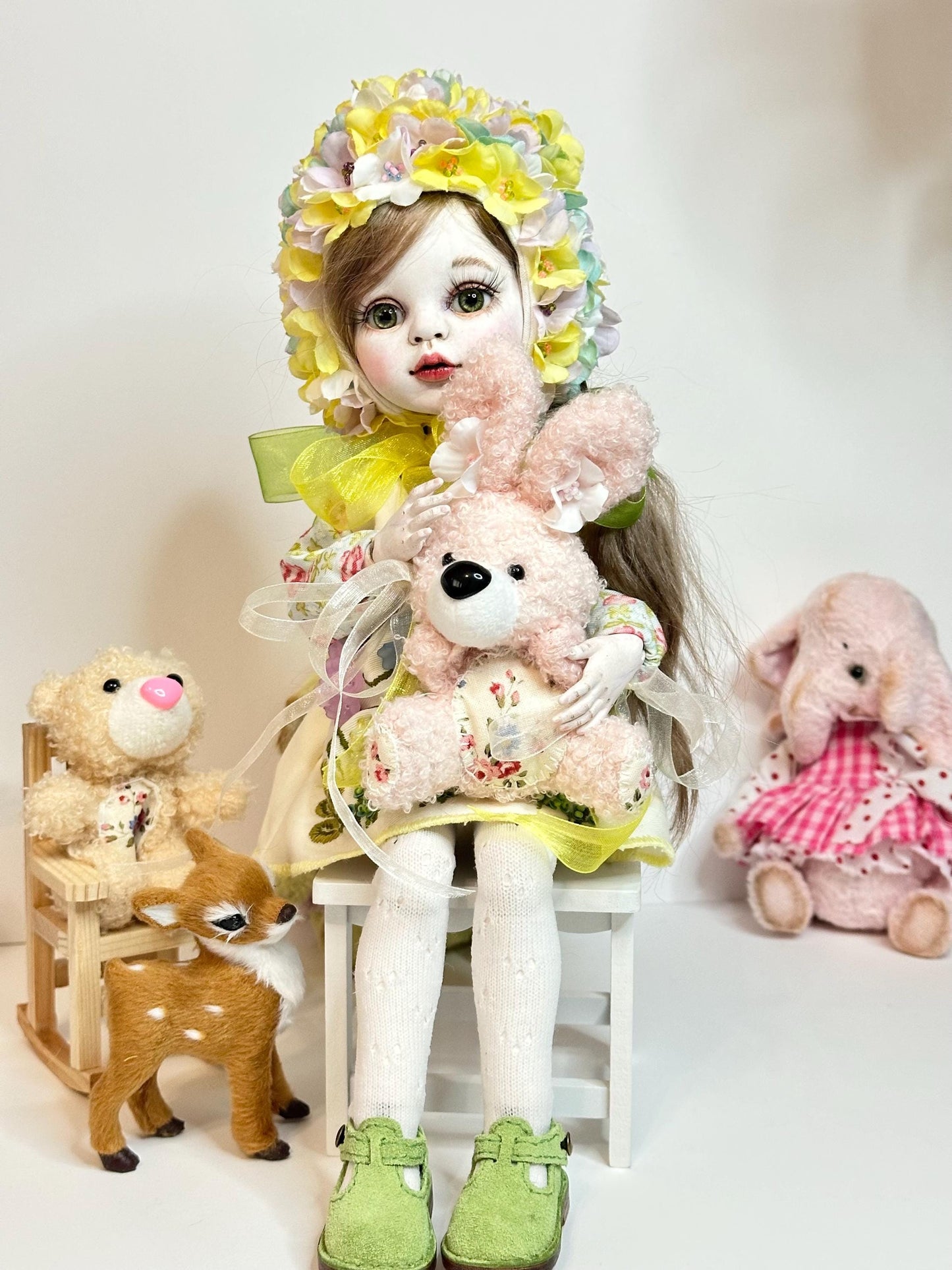 Flora — The Blooming Garden Doll 🌼 | 32cm OOAK BJD Doll | Handmade Ball Jointed Collectible Doll | Art Doll Cold Porcelain Flumo by Olga Uvarova Latvia - Unique Piece