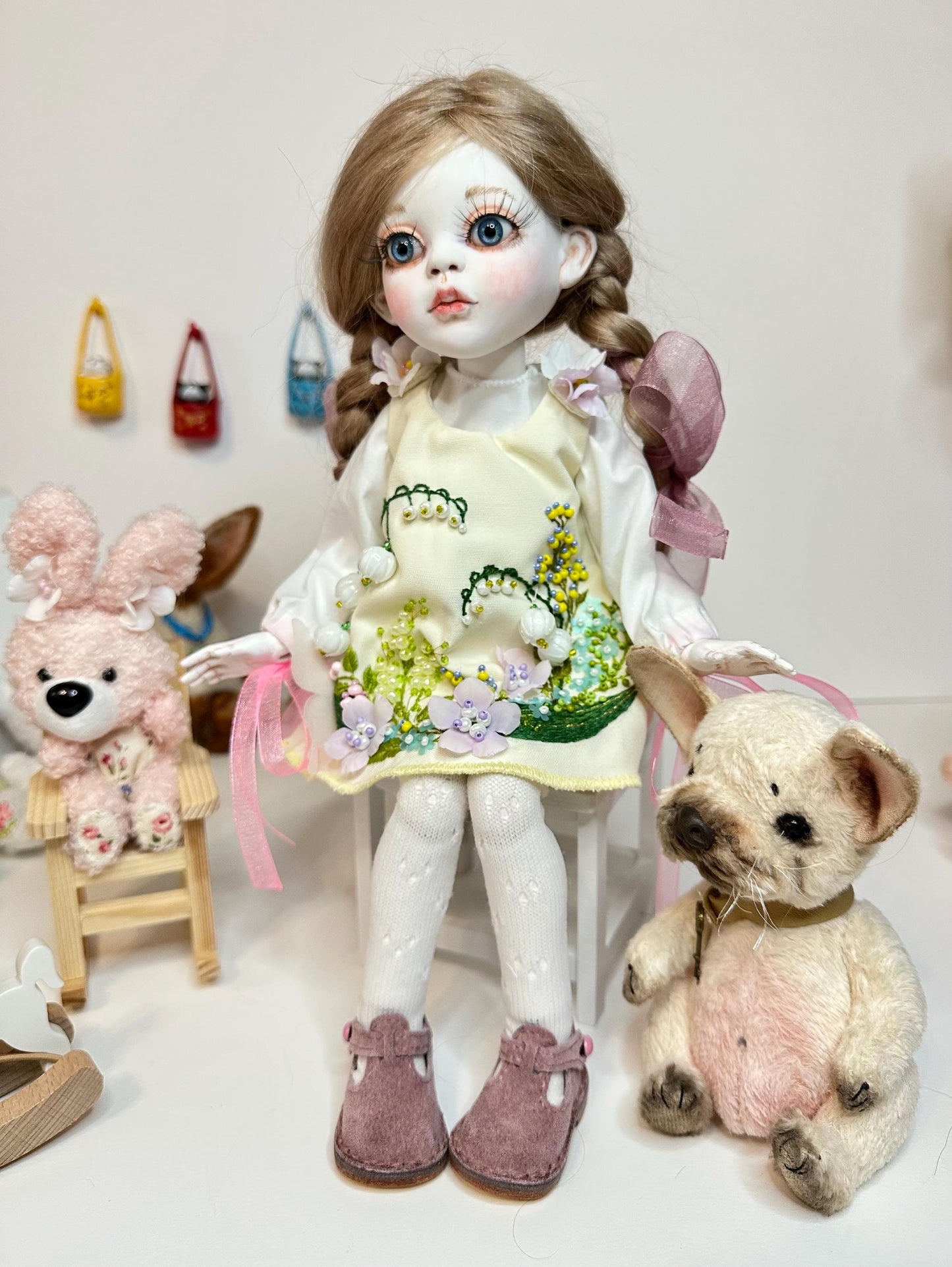 Elodie — The Little Pastel Town Doll 🎀 | OOAK BJD Doll | Handmade Ball Jointed Collectible