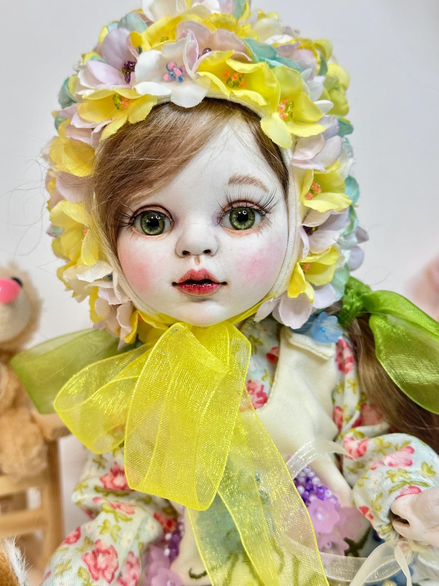 Flora — The Blooming Garden Doll 🌼 | 32cm OOAK BJD Doll | Handmade Ball Jointed Collectible Doll | Art Doll Cold Porcelain Flumo by Olga Uvarova Latvia - Unique Piece