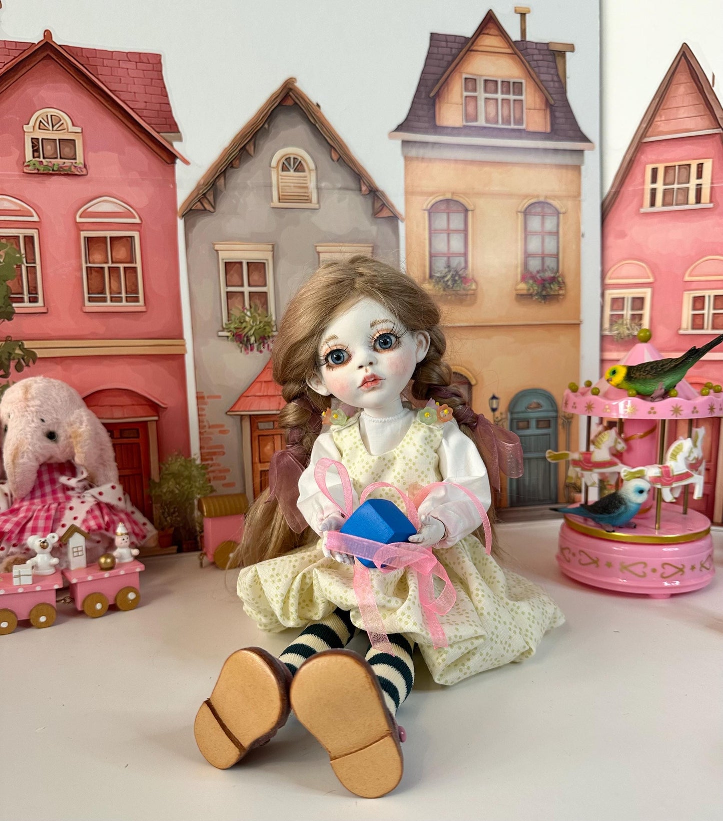 Elodie — The Little Pastel Town Doll 🎀 | OOAK BJD Doll | Handmade Ball Jointed Collectible