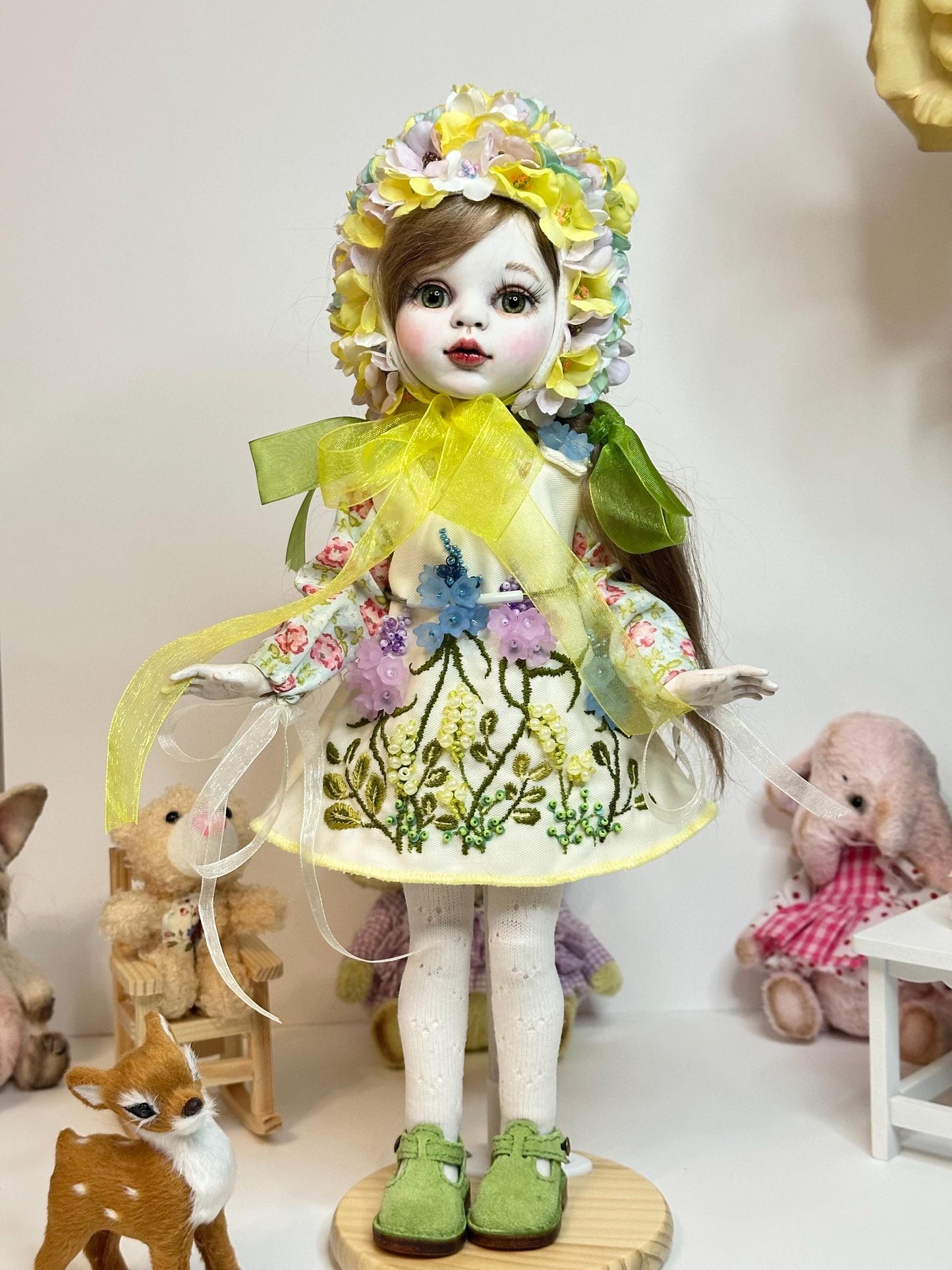 Flora — The Blooming Garden Doll 🌼 | 32cm OOAK BJD Doll | Handmade Ball Jointed Collectible Doll | Art Doll Cold Porcelain Flumo by Olga Uvarova Latvia - Unique Piece